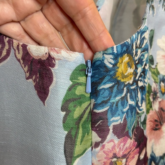 EUC ZIMMERMANN Matchmaker Dress in light blue floral size 1 linen and silk - Picture 7 of 9